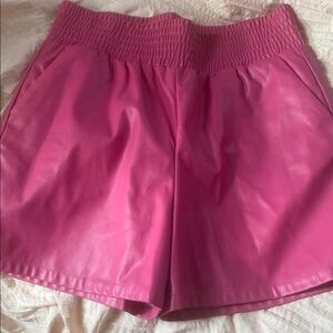 Pink leather faux Women's Shorts